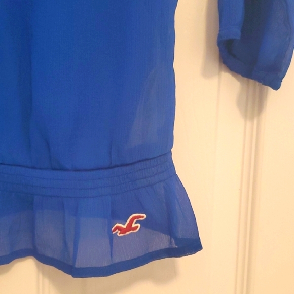 Royal Blue Sheer Ruffle Top - Picture 5 of 9